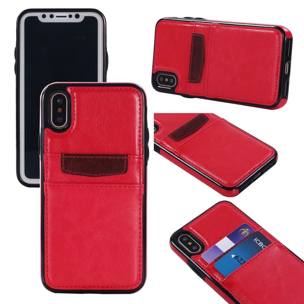 iPhone Xs Max LEATHER Style Credit Card Case (Red)